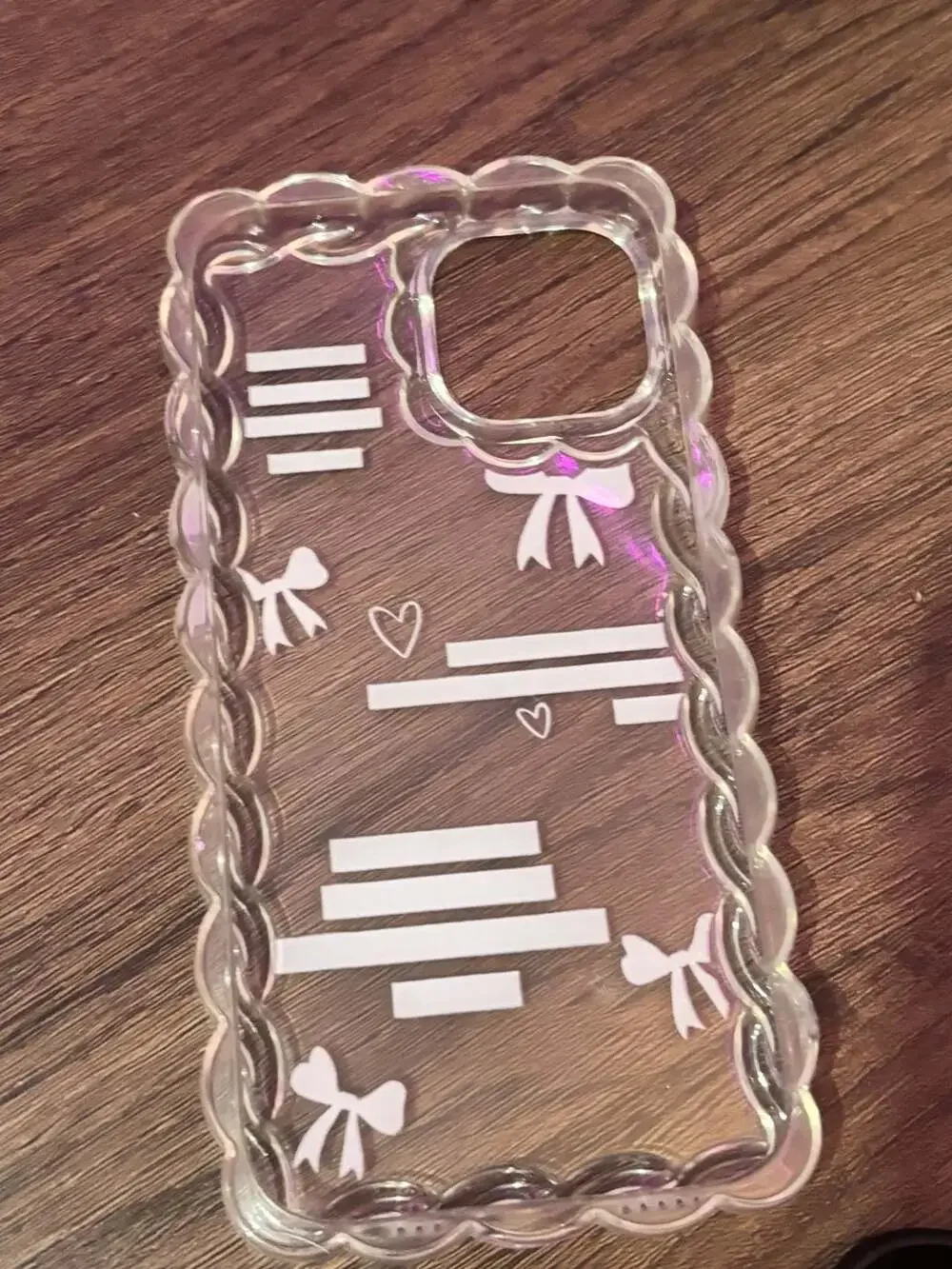 Christian Quote Pink Bow Decor Transparent Wavy Silicone 15 iPhone Case